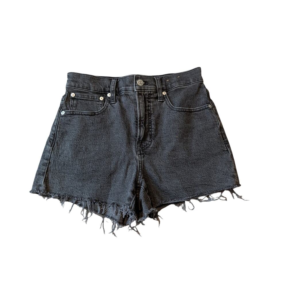 Madewell Women's The Perfect Jean Shorts black Wash Distressed Raw Hem 26